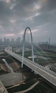 Preview wallpaper city, bridge, road, buildings, aerial view