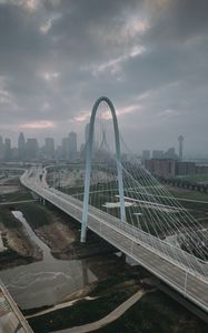 Preview wallpaper city, bridge, road, buildings, aerial view