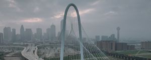Preview wallpaper city, bridge, road, buildings, aerial view