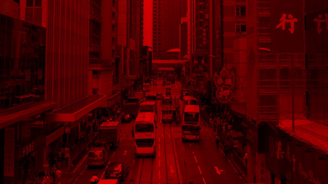 Wallpaper city, building, car road, red, effect