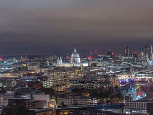 Preview wallpaper city, building, cathedral, evening