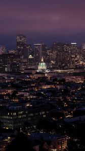 Preview wallpaper city, buildings, aerial  view, architecture, night, dark