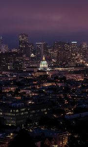 Preview wallpaper city, buildings, aerial  view, architecture, night, dark