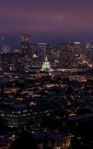 Preview wallpaper city, buildings, aerial  view, architecture, night, dark