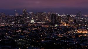 Preview wallpaper city, buildings, aerial  view, architecture, night, dark