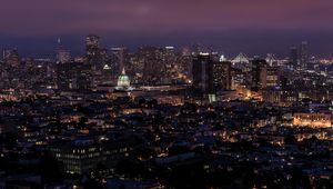 Preview wallpaper city, buildings, aerial  view, architecture, night, dark