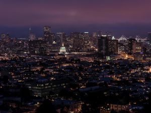 Preview wallpaper city, buildings, aerial  view, architecture, night, dark