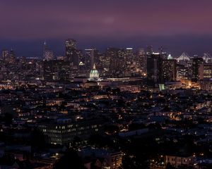 Preview wallpaper city, buildings, aerial  view, architecture, night, dark