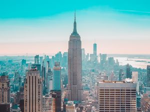 Preview wallpaper city, buildings, aerial view, skyscrapers, new york, usa