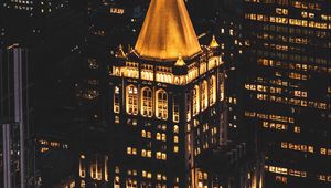 Preview wallpaper city, buildings, aerial view, architecture, night, backlight