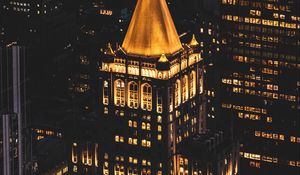 Preview wallpaper city, buildings, aerial view, architecture, night, backlight