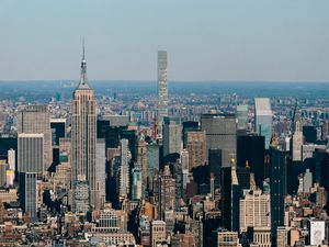 Preview wallpaper city, buildings, aerial view, metropolis, architecture, new york