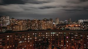 Preview wallpaper city, buildings, aerial view, architecture, night