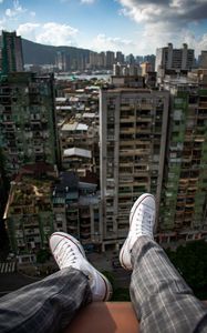 Preview wallpaper city, buildings, aerial view, overview, legs