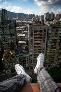 Preview wallpaper city, buildings, aerial view, overview, legs