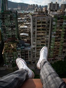 Preview wallpaper city, buildings, aerial view, overview, legs