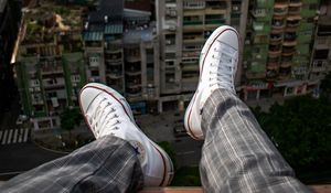 Preview wallpaper city, buildings, aerial view, overview, legs