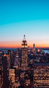 Preview wallpaper city, buildings, aerial view, architecture, twilight, new york