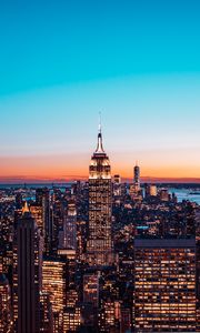 Preview wallpaper city, buildings, aerial view, architecture, twilight, new york