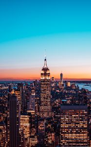 Preview wallpaper city, buildings, aerial view, architecture, twilight, new york