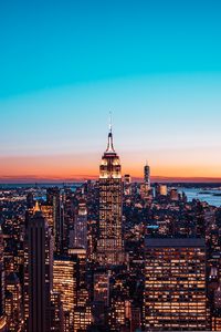 Preview wallpaper city, buildings, aerial view, architecture, twilight, new york