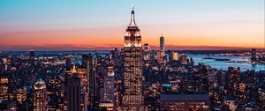 Preview wallpaper city, buildings, aerial view, architecture, twilight, new york