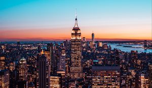 Preview wallpaper city, buildings, aerial view, architecture, twilight, new york