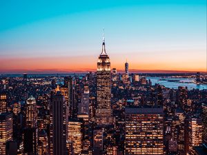 Preview wallpaper city, buildings, aerial view, architecture, twilight, new york