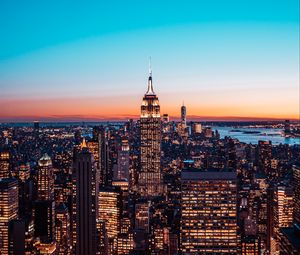 Preview wallpaper city, buildings, aerial view, architecture, twilight, new york