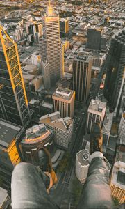 Preview wallpaper city, buildings, aerial view, legs, overview