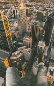 Preview wallpaper city, buildings, aerial view, legs, overview