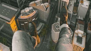 Preview wallpaper city, buildings, aerial view, legs, overview