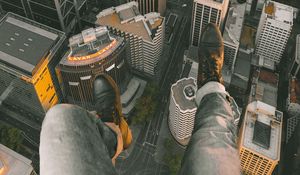 Preview wallpaper city, buildings, aerial view, legs, overview