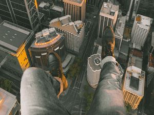 Preview wallpaper city, buildings, aerial view, legs, overview