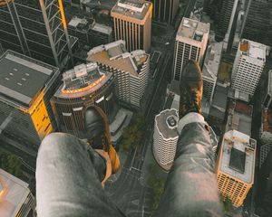 Preview wallpaper city, buildings, aerial view, legs, overview