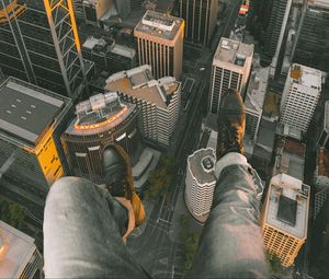 Preview wallpaper city, buildings, aerial view, legs, overview