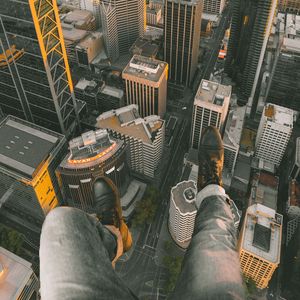 Preview wallpaper city, buildings, aerial view, legs, overview