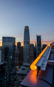 Preview wallpaper city, buildings, aerial view, skyscrapers, architecture, twilight