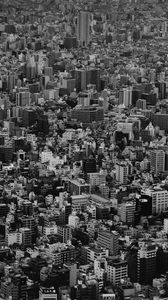 Preview wallpaper city, buildings, aerial view, metropolis, bw