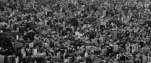 Preview wallpaper city, buildings, aerial view, metropolis, bw