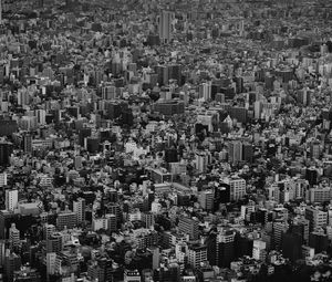 Preview wallpaper city, buildings, aerial view, metropolis, bw