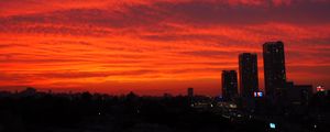 Preview wallpaper city, buildings, aerial view, dusk, sunset