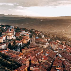 Preview wallpaper city, buildings, aerial view, roofs, houses