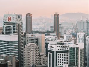 Preview wallpaper city, buildings, aerial view, architecture, kuala lumpur, malaysia