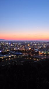 Preview wallpaper city, buildings, aerial view, dusk, cityscape