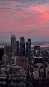 Preview wallpaper city, buildings, aerial view, cityscape, dusk