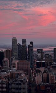 Preview wallpaper city, buildings, aerial view, cityscape, dusk