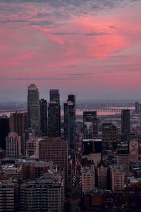 Preview wallpaper city, buildings, aerial view, cityscape, dusk