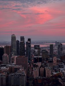 Preview wallpaper city, buildings, aerial view, cityscape, dusk