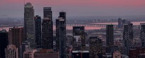 Preview wallpaper city, buildings, aerial view, cityscape, dusk